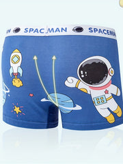 4pcs Boy's Astronaut Graphic Boxer Briefs Underwear Clothes