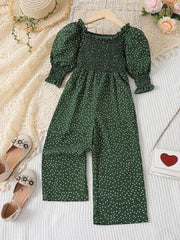 Toddler Girls Polka Dot Graphic Rompers Wide Leg Jumpsuits