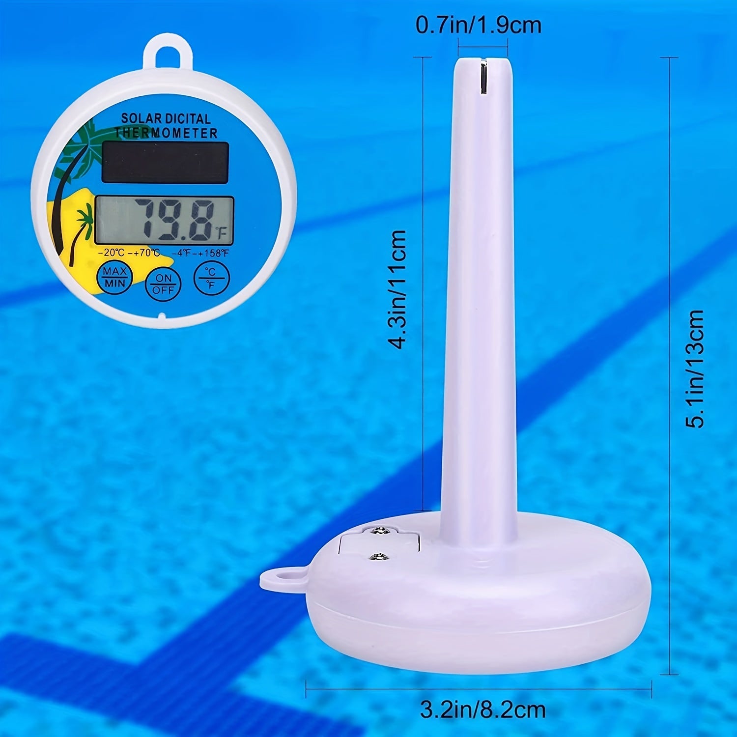 Solar Pool Thermometer Floating Digital Easy Read Water Temperature