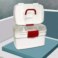 Double Layer Tool Storage Box with Grids & Handles