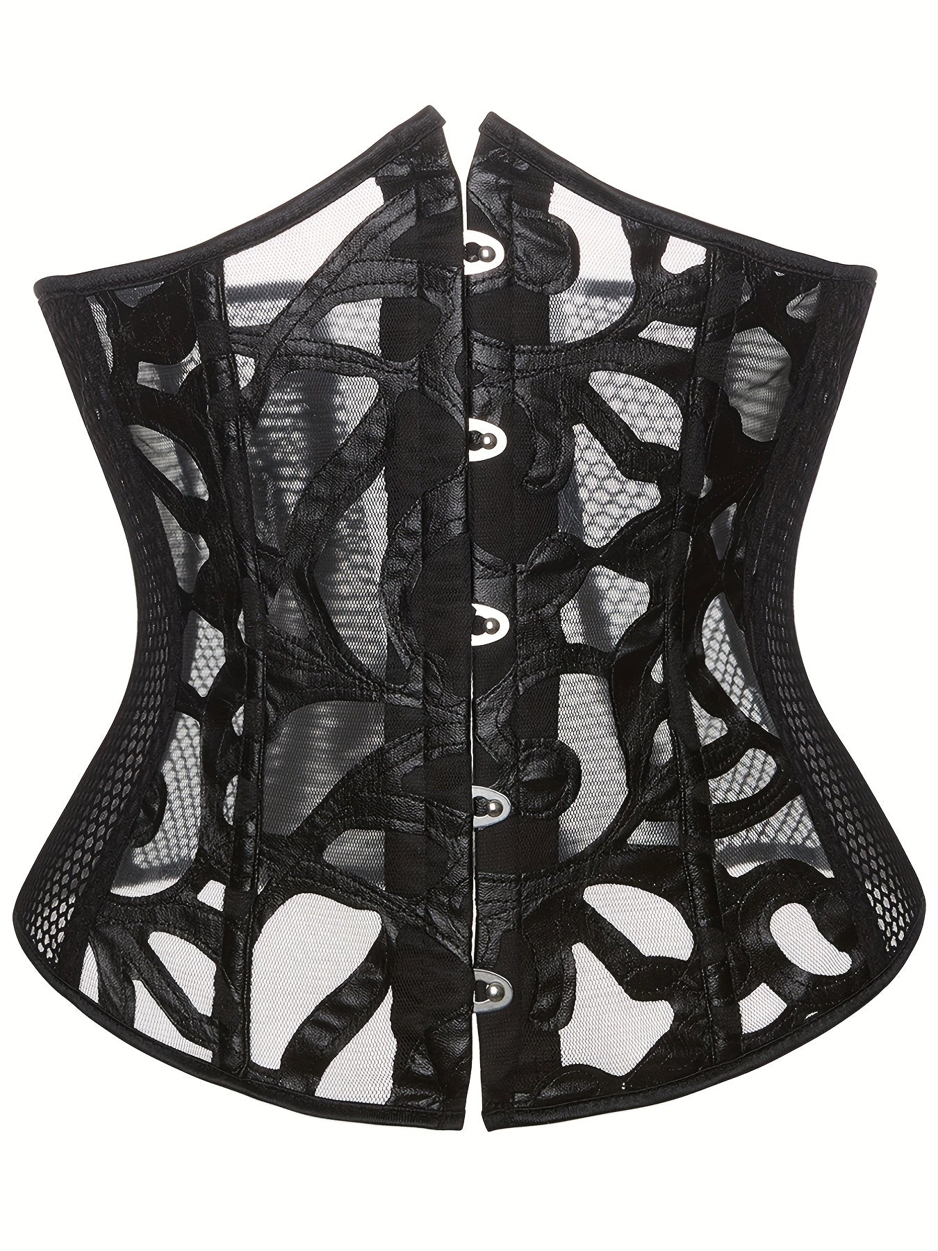 Strapless Fishnet Corset Bustier Lace Up Body Shaper