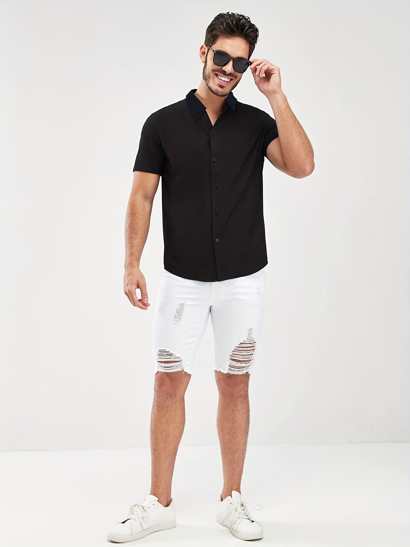 Men's Short Sleeve Casual Shirt for Summer Vacation