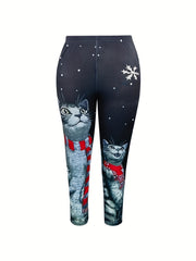 Women's Cat Print High Rise Leggings