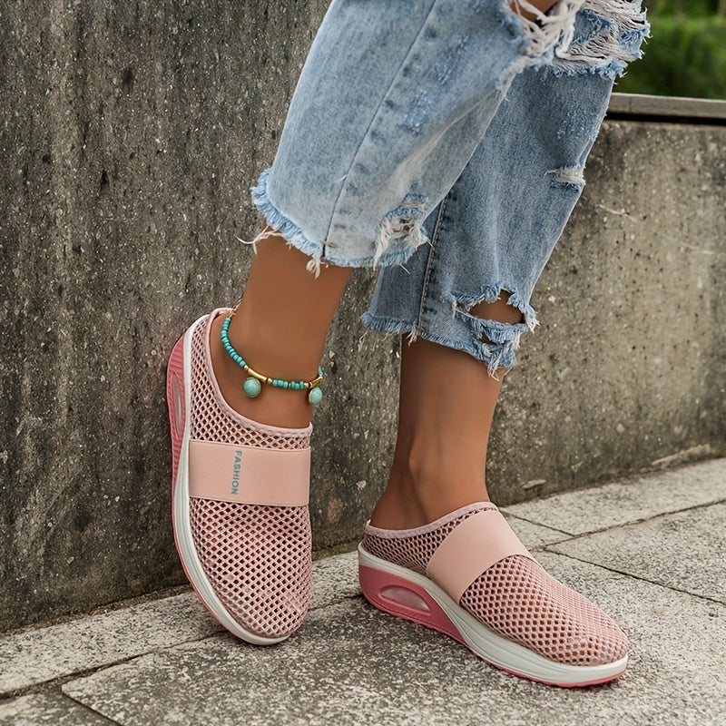 Women's Mesh Mules Sneakers Air Cushion Slip On Shoes