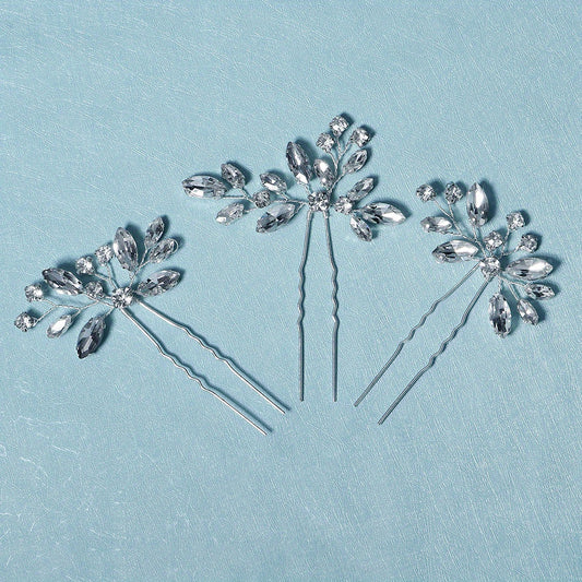 3pcs Crystal Hair Pin Head Jewelry U-shaped Hairpin Hair Accessories