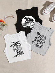 Coconut Tree Crop Tank Tops Y2K Sleeveless for Summer