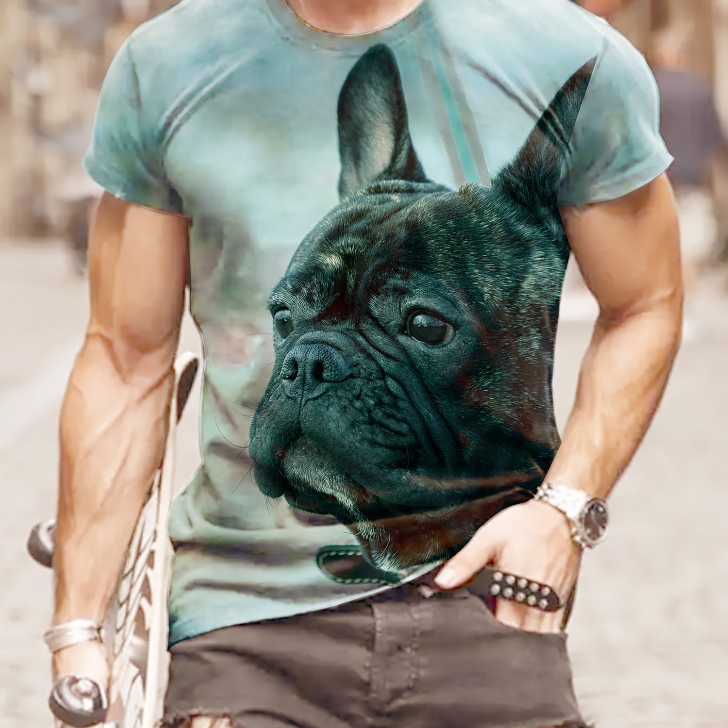 Dog 3D Pattern Print Men's Short Sleeve T-shirt Graphic Tee Men's Summer Clothes