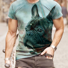Dog 3D Pattern Print Men's Short Sleeve T-shirt Graphic Tee Men's Summer Clothes