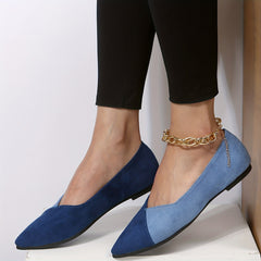 Colorblock Ballet Flats Pointed Toe Soft Sole Slip On Shoes