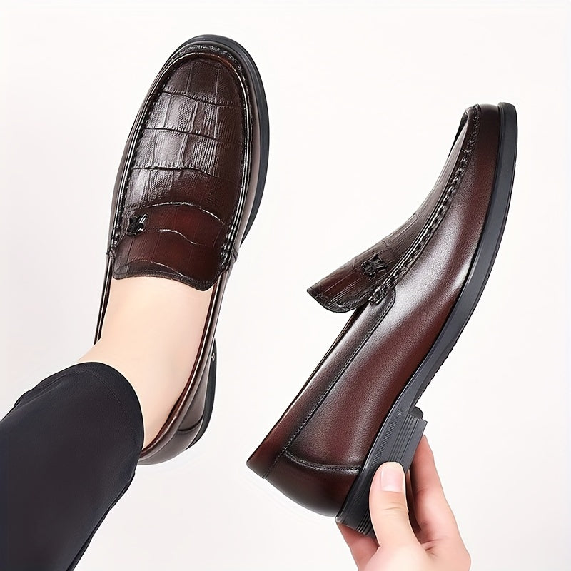 Men's Textured Loafer Shoes Non slip Slip On Dress Shoes