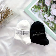 5 Pairs Bunny Rhinestone Socks Cute & Comfy Crew Short Stockings