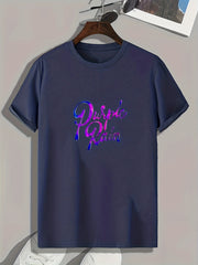 Purple Rain Print Men's Graphic T shirt for Summer