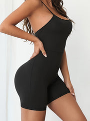 Backless Sports Romper High Stretch Criss Cross Sleeveless Jumpsuit