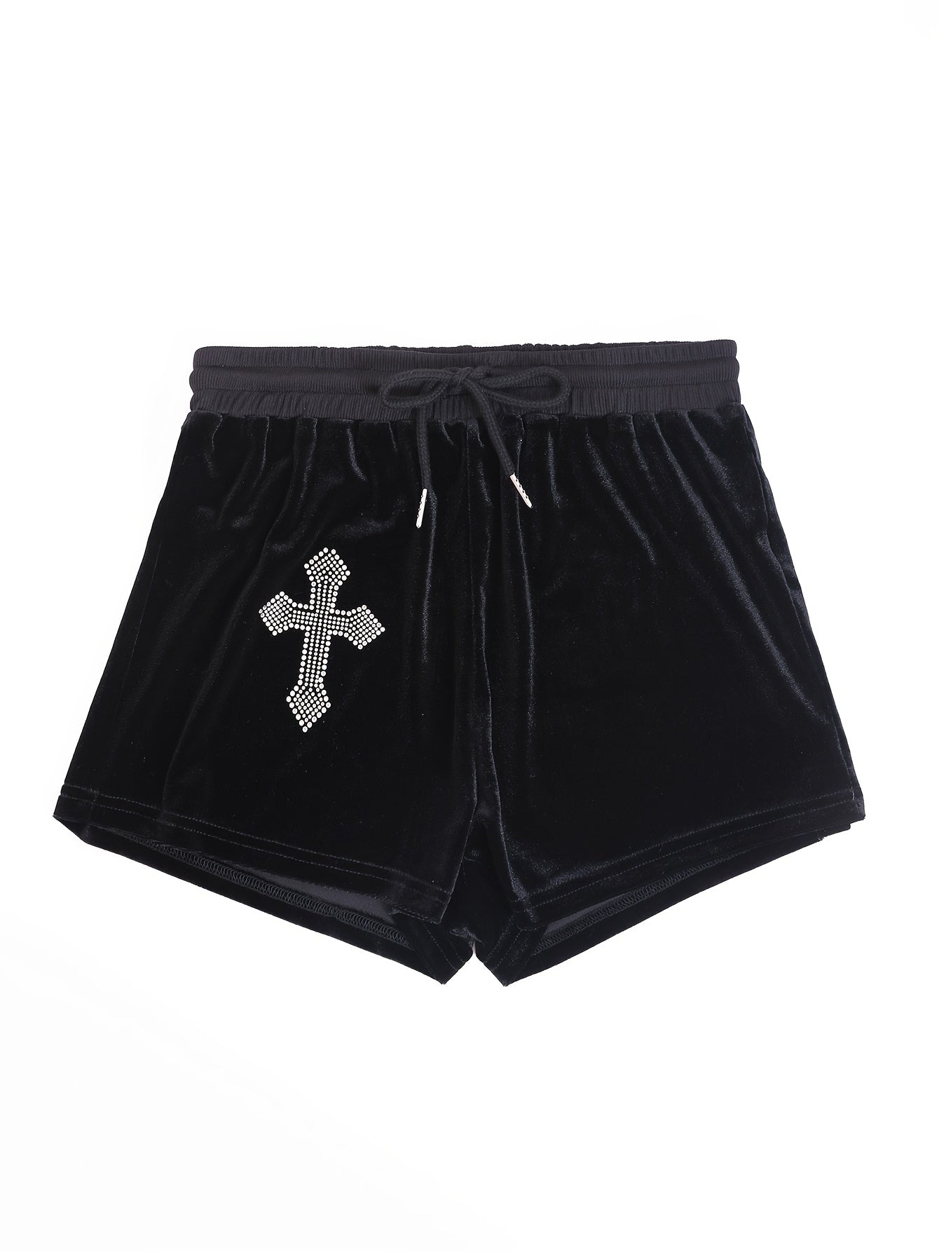 Cross Pattern Drawstring Shorts for Women