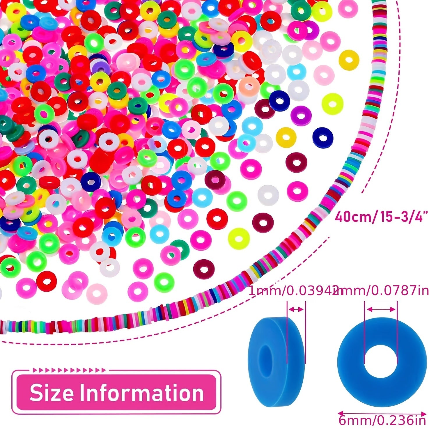 3600pcs 10 Strands Clay Beads For Jewelry Making 6mm
