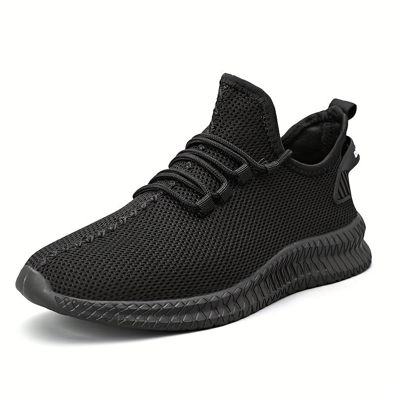 Men's Lace Up Knit Sneakers Breathable Outdoor Walking Shoes