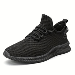 Men's Lace Up Knit Sneakers Breathable Outdoor Walking Shoes