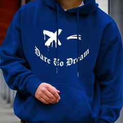Smile & Dare Print Hoodie Men's Graphic Pullover Hooded Sweatshirt