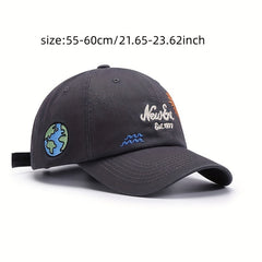 Sun Earth Embroidery Baseball Cap Curved Brim Dad Hats Lightweight Sports