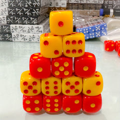 10pcs 16mm Acrylic Red Yellow D6 Game Dice Bars Clubs Parties