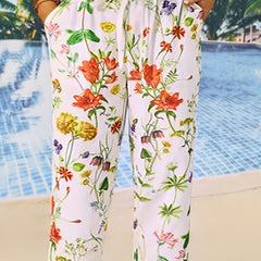 Women's Plus Floral Print Drawstring Harem Pants
