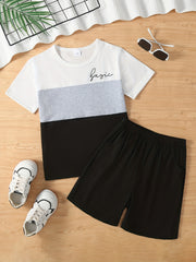Boys Casual Outfit Round Neck T shirt & Shorts Set