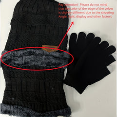3pcs Winter Knit Beanie Scarf Gloves Set for Men Women