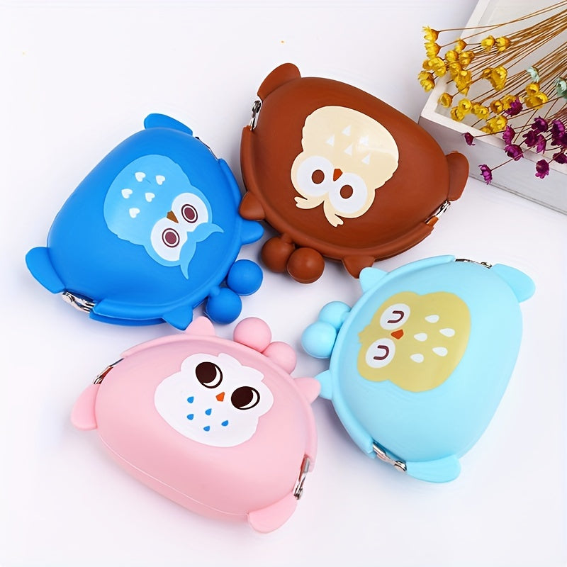 Owl Silicone Coin Purse for Girls - Cute Cartoon Small Storage Bag