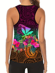 Hawaii Floral Print Tank Top & Leggings Set