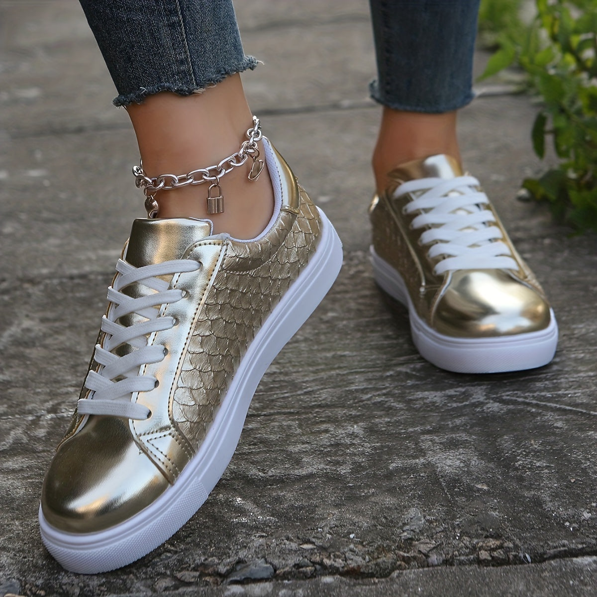 Flat Lace-Up Low Top Sneakers for Women