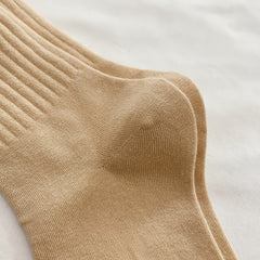 5 Pairs A Embroidery Socks Comfy Cotton Mid Tube Stockings