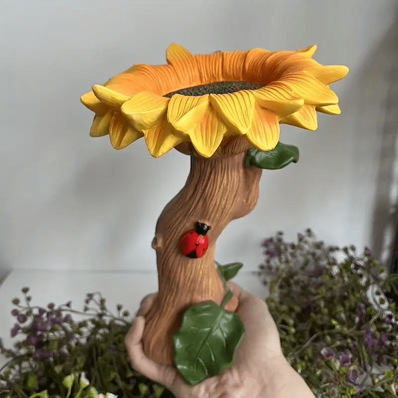 Sunflower Bird Feeder Resin Bird Food Holder Cartoon Plant Ornament