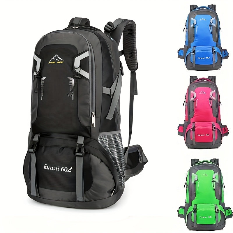 60L Large Capacity Hiking Backpack Waterproof Sports Bag with Headphone Hole