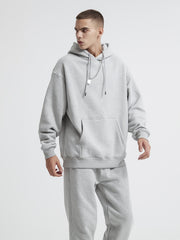 Men's Light Grey Hoodie Casual Polyester & Cotton Hooded Sweatshirt Tops