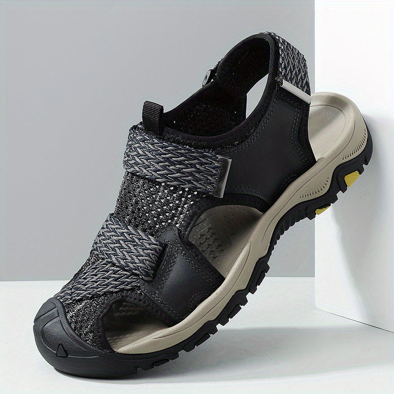 Men's Lightweight Non Slip Hook And Loop Sandals Quick Drying Comfy Beach Shoes