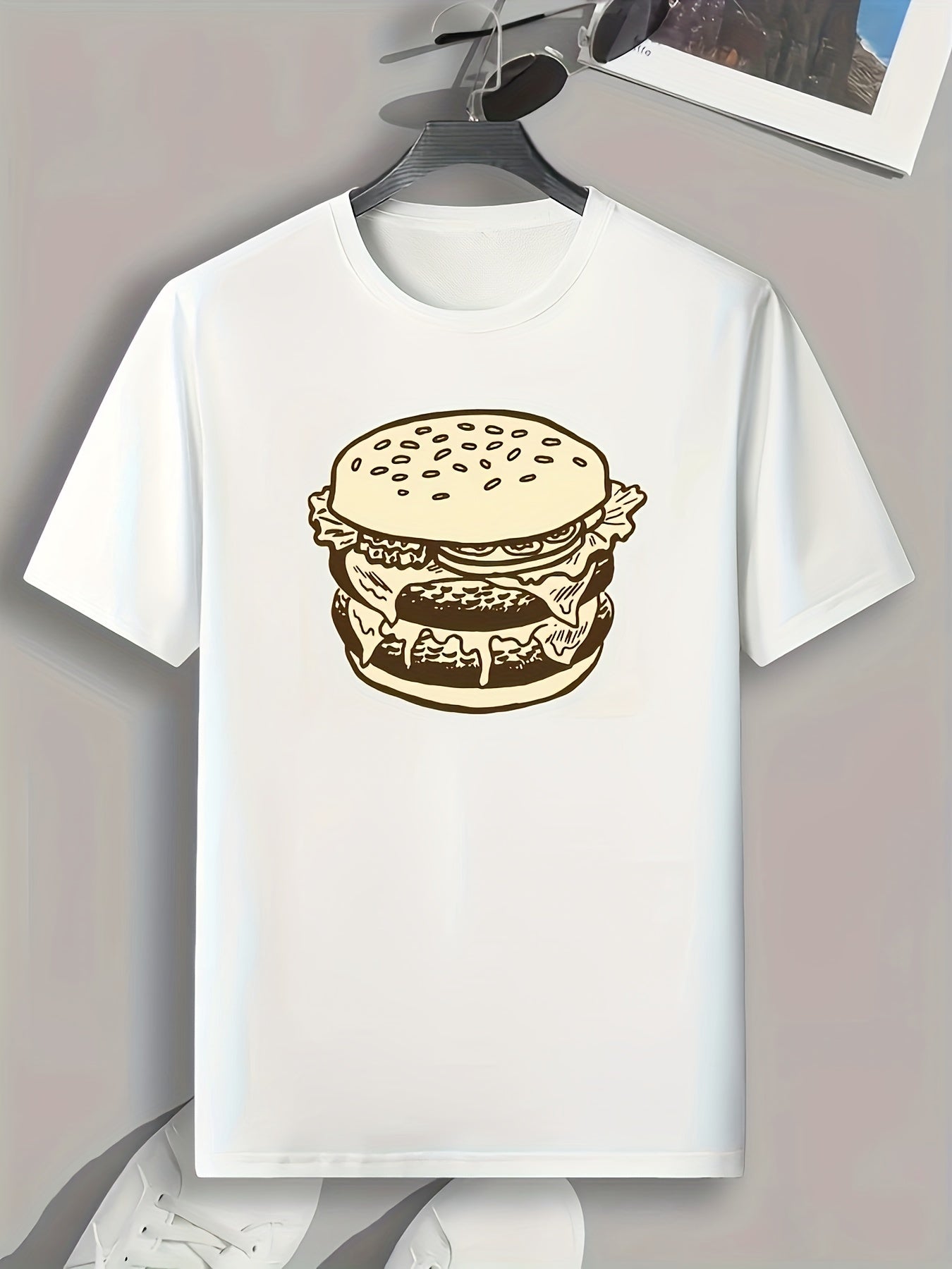 Hamburger Print Men's Graphic T shirt for Summer