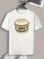 Hamburger Print Men's Graphic T shirt for Summer