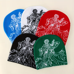 Anime Jacquard Beanie Elastic Knit Hat Hip Hop Warm Skull Cap Soft Y2K