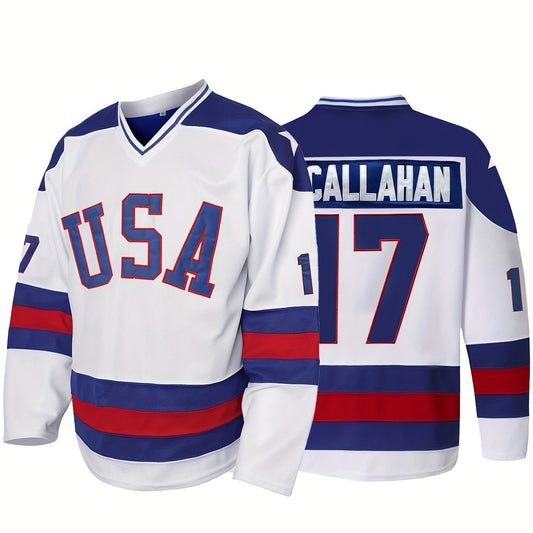 Men's Ice Hockey Jersey 17 Vintage Embroidery Sweat-wicking Training Sweatshirt