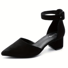 Chunky Heel Buckle Strap Pumps Solid Heels