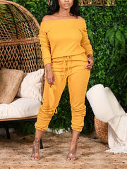 Women's Plus Off Shoulder Top & Jogger Pants Set