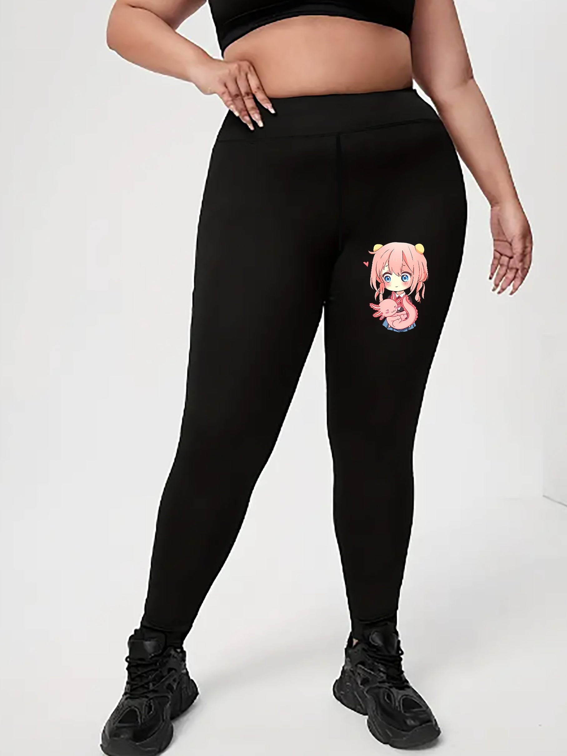 Cartoon Anime Print High Rise Leggings