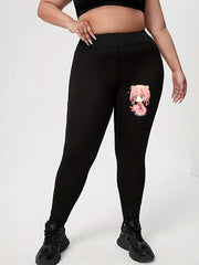Cartoon Anime Print High Rise Leggings
