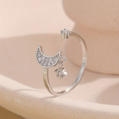 Moon Star Ring Inlaid Zircons Light Jewelry For Female