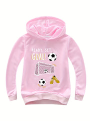 Kids Soccer Print Hoodie Pullover Sweatshirt for Boys Girls Toddlers