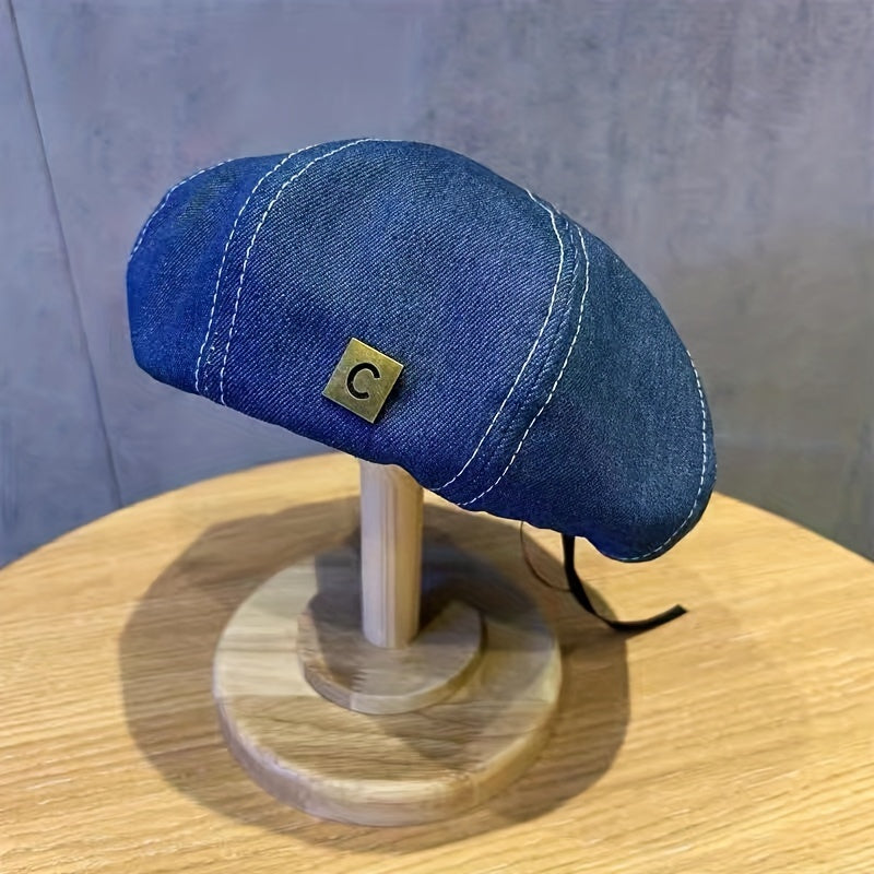 Denim Beret C Label Decor Classic Beret Cap