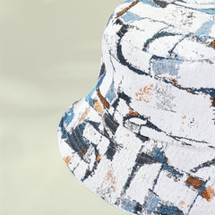 Vintage Graffiti Print Bucket Hat Lightweight Breathable