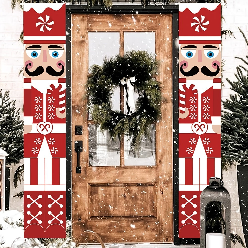 Christmas Nutcracker Banner Porch Decorations Soldier Vertical Christmas Decor