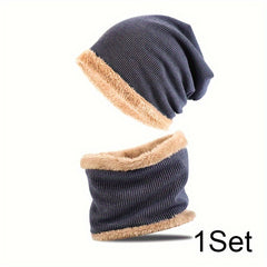 Winter Knitted Beanie Hat & Scarf Set for Men and Women
