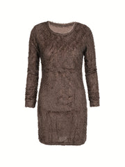 Solid Long Sleeve Sexy Sweater Dress